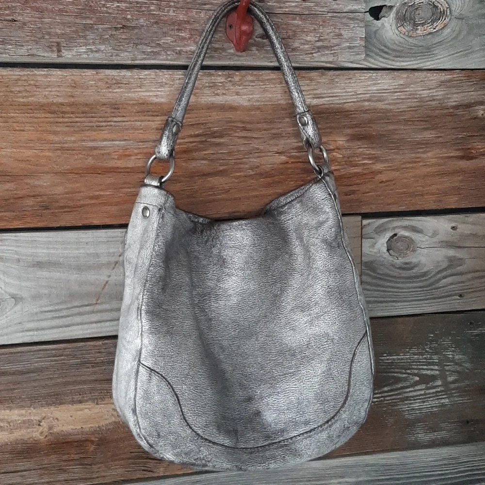FRYE Melissa Leather Hobo/Shoulder/Crossbody Bag .. Silver